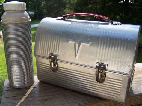 old school metal lunch box with thermos|thermos rectangular lunch box.